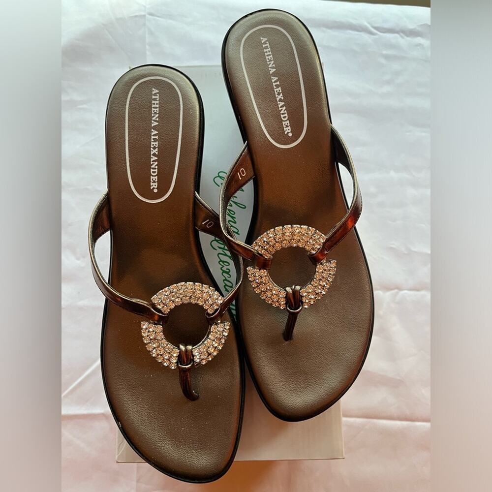 Athena Alexander Sabrina Pewter Rhinestone Sandals Size 10 Medium